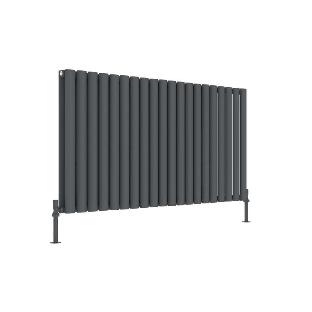 JTP Primo Anthracite 600mm x 1200mm Oval Panel Horizontal Designer Radiator Cut Out